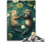 Puzzles Couple de Loutres 1000 Pièces pour Adolescents, Jeu Familial Anti-Stress, Défi Difficile, Superbes Cadeaux et Jouets (50X75cm)
