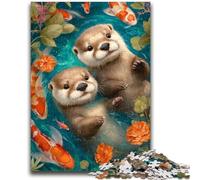 Puzzles Couple de loutres pour Adolescents 1000 pièces, Jeux éducatifs, décoration d'intérieur, idéal pour la décoration de Bureau (38x26cm)