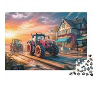 Puzzles Course de tracteurs De 1000 Pièces pour Adultes,Scène de Coucher de Soleil Rural Un Jeu De Dexérité Très Difficile Puzzle Jeu D'intelligence 52x38cm/1000pcs