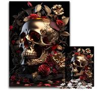 Puzzles Crâne Doré pour Adultes 1000 Pièces Puzzles pour Adultes DIY Art Décor, Cadeau d'anniversaire Parfait 50x75cm/19,68x29,52 Pouces