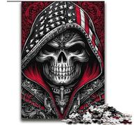 Puzzles crâne Drapeau américain pour Adultes et Adolescents, Jeu Familial Anti-Stress, défi Difficile, Superbes Cadeaux et Jouets (70x100cm)
