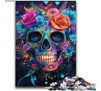 Puzzles Crâne en Sucre pour Adultes 2000 Pièces, Jeu de Famille Stimulant avec Affiche et Fiche de Questions (70x100cm)