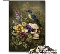 Puzzles Crâne et Corbeau pour Adultes, Jouets addictifs pour stimuler l'intelligence cérébrale, Cadeaux d'anniversaire pour Les 14 Ans et Plus (50x75cm)