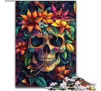 Puzzles Crâne et Fleurs 1000 Pièces pour Adultes, à partir de 14 Ans, Jeu de Noël Anti-Stress, Cadeaux pour Femmes (50x75cm)