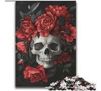 Puzzles Crâne Rose Rouge pour Adolescents 2000, Anti-Stress Staycation Kill Time Interaction Parent-Enfant (70x100cm)