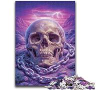 Puzzles Crâne Violet 1000 Pièces pour Adolescents, Assemblage de Motifs Amusant à la Maison, Cadeau d'anniversaire, Cadeaux de Voyage (38x26cm)