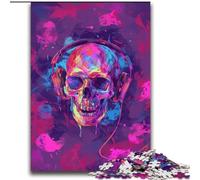 Puzzles Crânes Colorés avec Casque pour Adultes 2000 Pièces, Activités Familiales Amusantes à la Maison, Cadeau d'anniversaire, Cadeaux de Voyage (70x100cm)