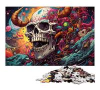 Puzzles Crânes Colorés du Futur pour Puzzles en Bois de 1000 Pièces. Casse-tête DIY Stimulant, Jeu Familial Parfait ou Cadeau Décoratif 50 x 75 cm / 19,68 x 29,52 Pouces