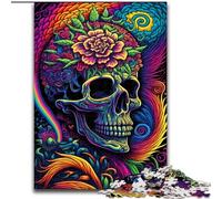 Puzzles Crânes Colorés pour Adolescents 1000 Pièces, Jeu Éducatif Défi Jouet Cadeau d'anniversaire, Cadeaux, Décoration Murale (26x38cm)