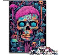 Puzzles Crânes Colorés pour Adolescents 1000 Pièces, Jouet Éducatif Anti-Stress Idéal comme Cadeau pour Toute la Famille (26x38cm)