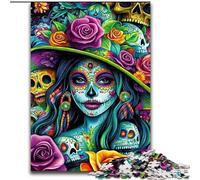 Puzzles Crânes Mexicains 1000 Pièces pour Adultes, Jouets Éducatifs et Jeux en Famille avec Affiche et Fiche de Questions (26x38cm)
