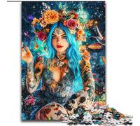 Puzzles Crânes Mexicains Filles 1000 Pièces pour Adultes Cadeaux, Convient aux 14 Ans et Plus Amusement en Famille C'est Un pour Toute la Famille (26x38cm)