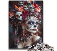 Puzzles Crânes Mexicains pour Adolescentes 2000 Pièces, Jeu Familial Anti-Stress, Défi Difficile, Collection Artistes, Beaux-Arts (70X100cm)