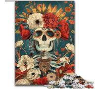 Puzzles Crânes Mexicains pour Filles, 1000 Pièces, pour Adultes et Adolescents, Activités Familiales Amusantes à la Maison, Cadeau d'anniversaire, Cadeaux de Voyage (50x75cm)