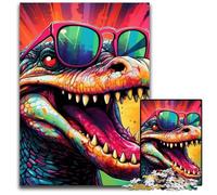 Puzzles Crocodile Art Coloré pour Adultes Puzzles en Carton de 1000 pièces pour Adultes pour Les Adolescents,Les Couples et Les Amis pour Les Anniversaires,Noël 26x38cm/10,23x14,96 Pouces