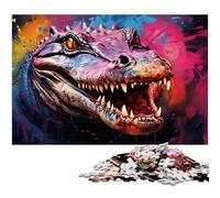 Puzzles Crocodiles Colorés 1000 Pièces pour Adultes Puzzles Difficiles pour Adultes Activités Amusantes à la Maison, Cadeau d'anniversaire, Cadeaux de Voyage 26 x 38 cm / 10,23 x 14,96 Pouces