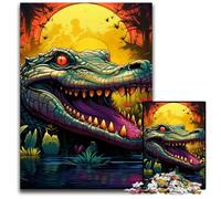 Puzzles Crocodiles colorés pour Adultes Puzzles de 1000 pièces pour Adultes Cadeau Parfait pour la Famille et Les Amis, Convient aux 14 Ans et Plus 50x75cm / 19,68x29,52 Pouces