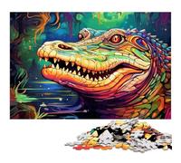 Puzzles Crocodiles Colorés pour Adultes, Puzzles en Carton de 1000 Pièces pour Adultes, Casse-Tête pour Adolescents, Soirée de Jeux en Famille Amusante 26x38cm / 10,23x14,96 Pouces