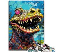 Puzzles Crocodiles du Nil colorés pour Adultes et Adolescents, 1 000 pièces, Jouets éducatifs et éducatifs pour la Famille, avec Affiche et fiche de Questions-réponses (38x26cm)