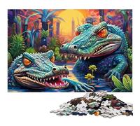 Puzzles Crocodiles du Nil pour Adultes, 1 000 pièces en Carton, Casse-tête Stimulant pour Adolescents, soirée de Jeux en Famille, 26x38cm / 10,23x14,96 Pouces