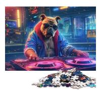 Puzzles Cyberpunk Dog Hip Hop DJ pour Adultes 1000 pièces Puzzles pour Adultes Décoration de la Maison Puzzle Jouets 1000pcs (75x50cm)