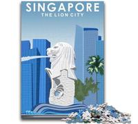 Puzzles d'affiches de Voyage à Singapour pour Adultes et Adolescents, Anti-Stress, défi Difficile pour la décoration de la Maison, pour 14+ 1000 pièces (26x38cm)