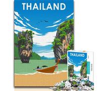 Puzzles d'affiches de Voyage en Thaïlande pour Adolescents, Puzzle de 1000 pièces, Jouet éducatif intellectuel décompressant, Cadeaux du Père Noël Secret 38x26cm