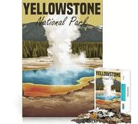 Puzzles d'affiches du Parc National de Yellowstone pour Adultes,1000 pièces,pour stimuler la Concentration et s'amuser Taille Uniforme,pièces précises,activité de Partage idéale pour Les Proches