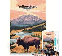 Puzzles d'affiches du Parc National de Yellowstone pour Adultes,1000 pièces,pour stimuler la Concentration et s'amuser Taille Uniforme,pièces précises,activité de Partage idéale pour Les Proches