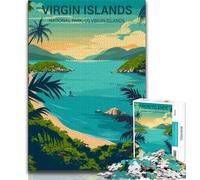 Puzzles d'affiches du Parc National des Îles Vierges 1000 pièces pour Adolescents, aident Le Cerveau à exercer des Jouets addictifs pour cultiver la Patience, Jeu de défi Unique 75x50cm