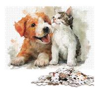 Puzzles d'amitié Canine et féline pour Adultes, 300 pièces, pour Adultes et Adolescents à partir de 12 Ans, Cadeaux de Noël, 300 pièces (40 x 28 cm)