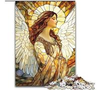 Puzzles d'anges en vitrail pour Adultes et Adolescents, 1000 pièces, Jeu Stimulant et Familial avec Affiche et fiche de Questions-réponses Assorties (50x75cm)