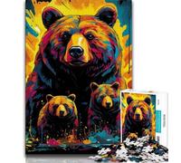 Puzzles d'animaux et d'ours pour Adolescents, 1 000 pièces, Difficiles à compléter, mais Amusants et Humoristiques, avec Une Affiche et Une Feuille de Questions Assorties, 38x26cm