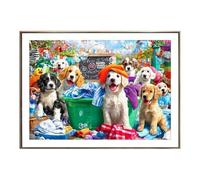 Puzzles d'animaux,Jeu de Conception du Chien Faisant la Lessive - Puzzle 1000 Pièces pour Adultes avec Lettres au Dos - Activité Ludique pour Toute la Famille Hommes et Femmes