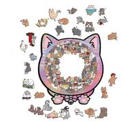 Puzzles d'animaux pour adultes, 135 pièces en bois avec cadre en forme de chat, activité d'apprentissage amusante pour garçons, filles, jeunes, personnes âgées, école maternelle, table, décoration d'i
