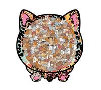 Puzzles d'animaux pour adultes, 135 pièces en bois avec cadre en forme de chat, activité d'apprentissage amusante pour garçons, filles, jeunes, personnes âgées, école maternelle, table, décoration d'i