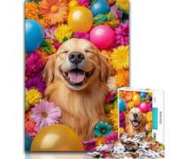 Puzzles d'anniversaire Golden Retriever pour Adolescents, Aidez Le Cerveau à exercer des Jouets addictifs pour cultiver la Patience, adaptés aux Couples (38x26cm)