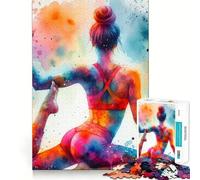 Puzzles d'aquarelle Yoga 1000 pièces,Jeu de Stimulation mentale,découpe Laser de qualité supérieure,Exercice Mental Calme à Faire à la Maison (38x26cm)