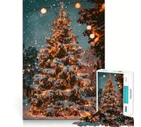 Puzzles d'arbres de Noël enneigés pour Adultes 1000 pièces Stimule la mémoire Soulage l'anxiété Bords Lisses Surprise chaleureuse (38x52cm)