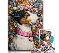 Puzzles d'art canin pour Adolescents 1000 pièces, Difficiles à compléter mais Amusants et Humoristiques avec Affiche et fiche de Questions-réponses Assorties (38x26cm)