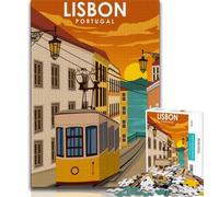 Puzzles d'art du Tramway de Lisbonne Portugal pour Adultes 1000 Puzzles, Jeu Stimulant et Jeu Familial Décoration Murale Cadeaux d'anniversaire et de Noël Uniques 50x75cm