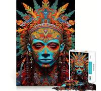 Puzzles d'art Huichol Guerrier pour Adultes,1000 pièces,Jeu de réflexion Stimulant,Structure à emboîtement précise,Facile à Apprendre,Plaisir en Famille (38x26cm)