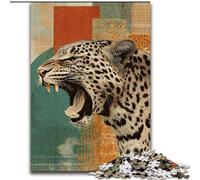 Puzzles d'art léopard 1000 pièces pour Adultes, Cadeaux, Aide Le Cerveau à exercer des Jouets addictifs pour cultiver la Patience, Jeu de défi Unique 50x75cm