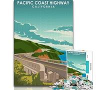 Puzzles d'art Pacific Coast Highway 1000 pièces pour Adolescents, Jeu Stimulant et décoration Murale familiale, Cadeaux d'anniversaire et de Noël Uniques 50x75cm