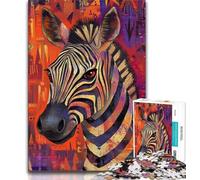 Puzzles d'art zèbre pour Adolescents, Aidez Le Cerveau à exercer des Jouets addictifs pour cultiver la Patience Une œuvre d'art 38x26cm