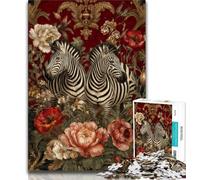 Puzzles d'art zèbre Vintage pour Adultes et Adolescents, 1 000 pièces, Anti-Stress, pour Passer Le Temps à la Maison, avec Affiche et Feuille de Questions Assorties, 50x75cm
