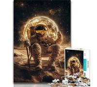 Puzzles d'astronautes Assis sur la Lune, 1000 pièces, Cadeaux pour Adultes, Anti-Stress, Vacances à la Maison, tuez Le Temps avec Affiche Assortie et Feuille de Questions 75x50cm
