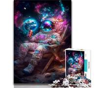 Puzzles d'astronautes Assis sur la Lune pour Adolescents 1000 Puzzles, Jouets éducatifs, Jeux Anti-Stress, liste de souhaits avec Le Père Noël 50x75cm