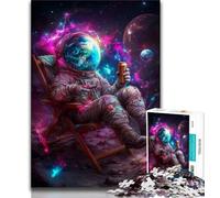 Puzzles d'astronautes Assis sur la Lune pour Adolescents Puzzle de 1000 pièces, Aide Le Cerveau à exercer des Jouets addictifs pour cultiver la Patience Une œuvre d'art 50x75cm
