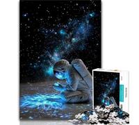 Puzzles d'astronautes Assis sur la Lune pour Adultes, 1 000 pièces, Jeu de réflexion, décoration Murale, Cadeaux Uniques pour Anniversaire et Noël, 50x75cm